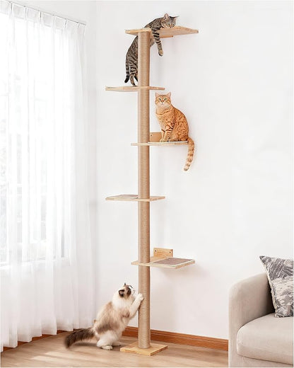 80inch Tall Cat Tree Wall Mount, 15.8in Top Perch Bed by Aechonow