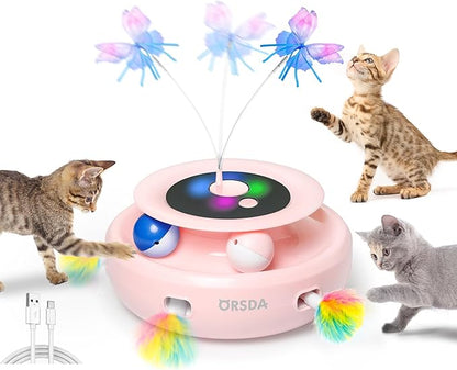 ORSDA Cat Toy, 3-in-1 Automatic Interactive Electronic Moving Ambush Feather by ORSDA
