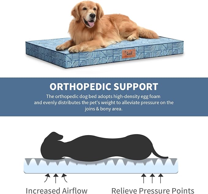 Outdoor Dog Bed for Small Dogs & Cats, Waterproof Dog Crate Mat Orthopedic Egg - Image 5