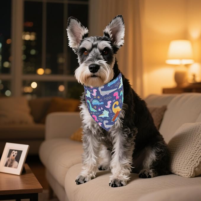 ADOGGYGO Dinosaur Dog Bandanas 2 Pack, Reversible Colorful Animal Pet Scarf - Image 2