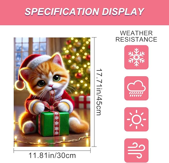 Christmas Garden Flag 12x18 Inch Cute Kitten Gift Flag Double Sided Holiday Cat - Image 3
