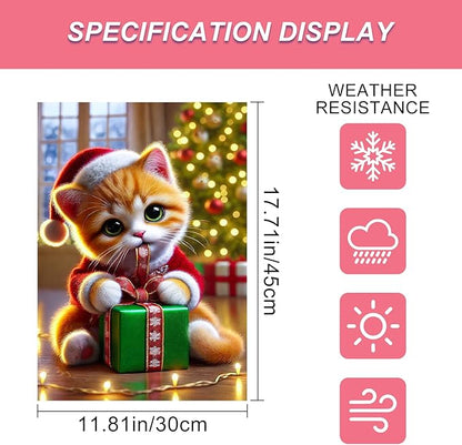 Christmas Garden Flag 12x18 Inch Cute Kitten Gift Flag Double Sided Holiday Cat - Image 3