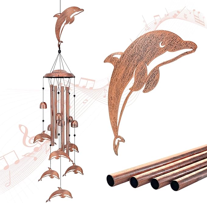 Dolphin Wind Chimes for Outside, Dolphin Gifts for Women/Men/Sympathy by EZTZEN