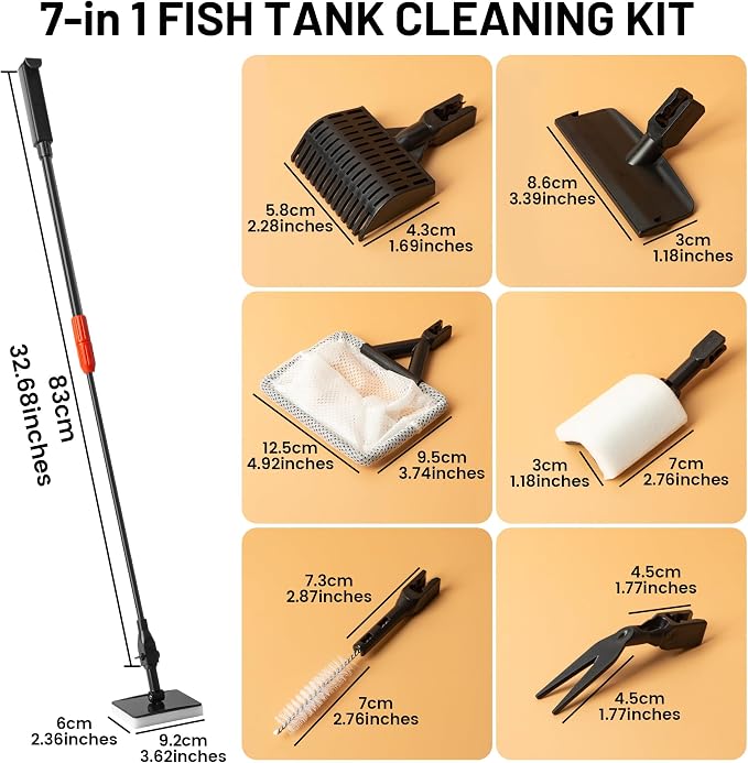 Aquarium Glass Cleaner, 7 in 1 Algae Remover - Image 2