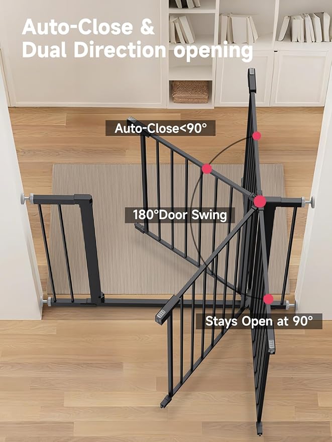 29.5-40.5" Baby Gate for Stairs, Dog Gate for Doorways, Walk Thru Auto Close - Image 5