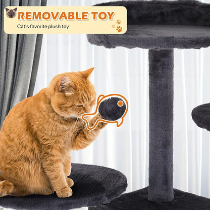 70 Inch Light Gray Cat Tree, Tall Cat Tower - Image 4