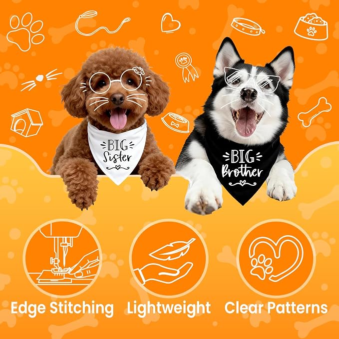2 Pack Dog Bandanas for Pregnancy Announcement, Cute Adjustable Pet Bandana - Image 2