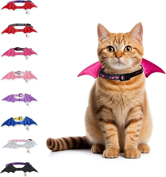 1 PC Bat Wing Cat Collar with Bell, Adjustable Kitten Collar with Safety by FURRYUMI