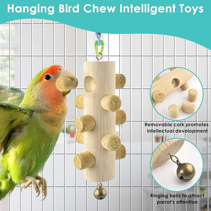 3pcs Natural Wood Bird Perch Toys, Rotating Perch Stand, L-Shaped Perches - Image 5
