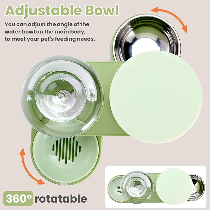 2 Pack Automatic Cat Feeder Stainless Steel Water Dispenser Gravity Food Feeder - Image 3