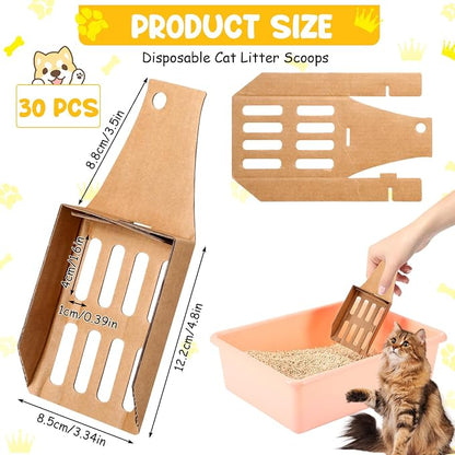 30 Pcs Disposable Cat Litter Scoops 8.3x3.3 Inch Portable Kitty Litter Scooper - Image 2