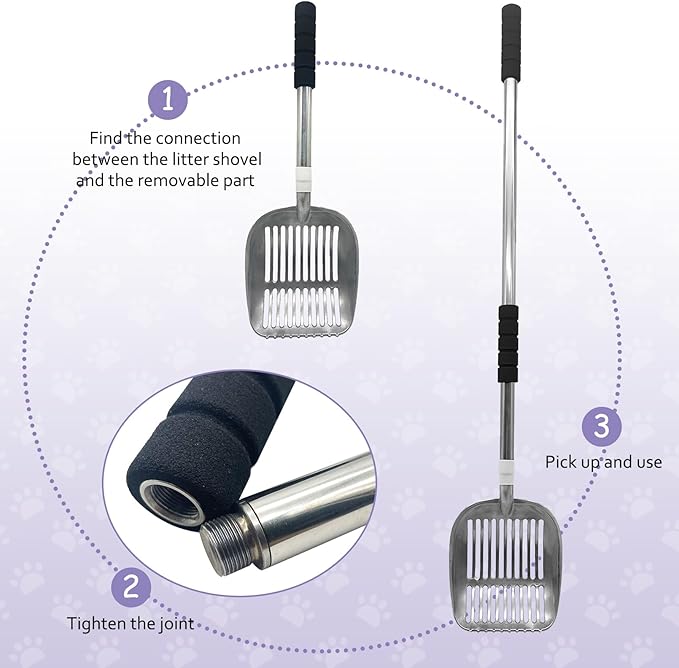 PINVNBY Cat Litter Scooper, Long Handle Litter Sifter Scoop - Image 5