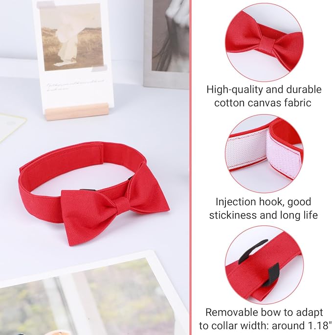 Segarty Dog Bowties for Medium Large Dogs, Adjustable Red Bowtie Collar - Image 2