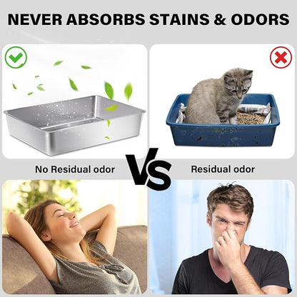 Stainless Steel Litter Box, Extra Large Metal Litterbox - Image 4