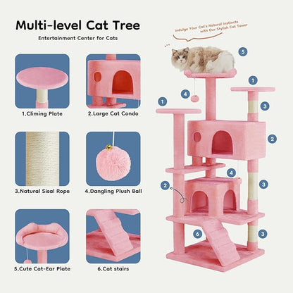 DUMOS 54-inch Indoor Cat Tree Tower –Multi-Level Pet House - Image 8