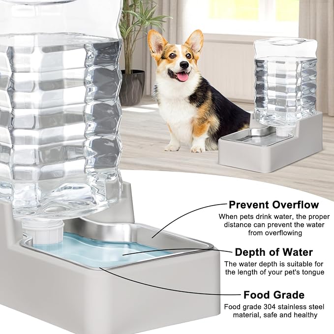 RIZZARI Stainless Steel Pet Water Feeder: 9L Gravity Leak-Proof Auto Refill - Image 4