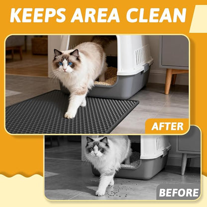 Pieviev Cat Litter Mat Double Layer Waterproof Urine Proof Trapping Mat 1 Pack) - Image 3