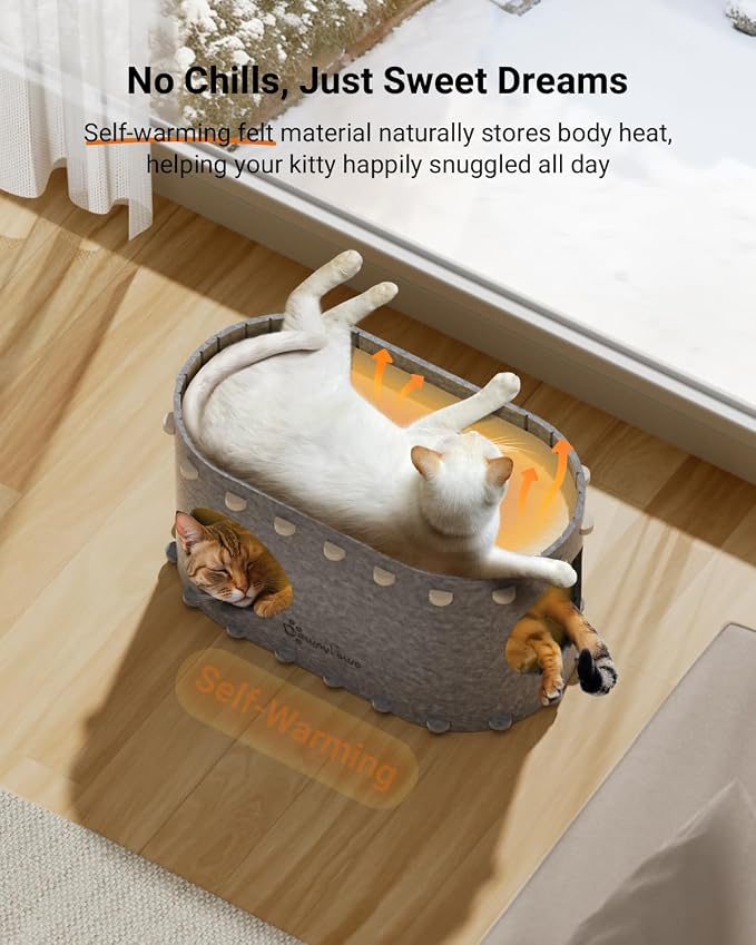 DownyPaws Cat House for Indoor Cats, Cat Bed Cave for Multiple & Large Cats Up - Image 3