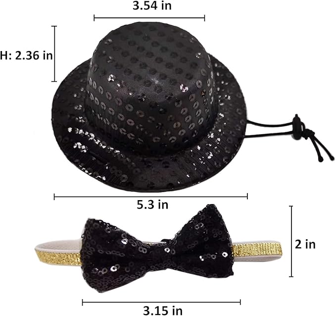 Christmas Pet Party Jazz Hat and Blingbling Bow Tie Breakaway Collar Set - Image 2
