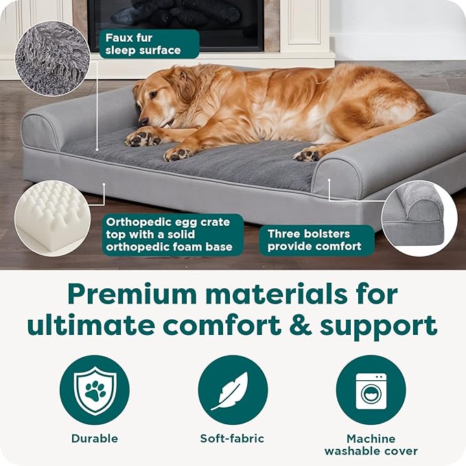 Furhaven Orthopedic Dog Bed for Large Dogs w/ Removable Bolsters & Washable - Image 5