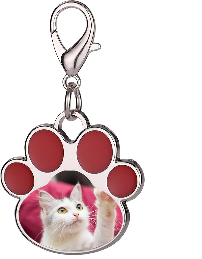 Custom Pet Photo Keychain Personalized Photo Pawprint Dog Tag Keychain Engraved by Eletizy
