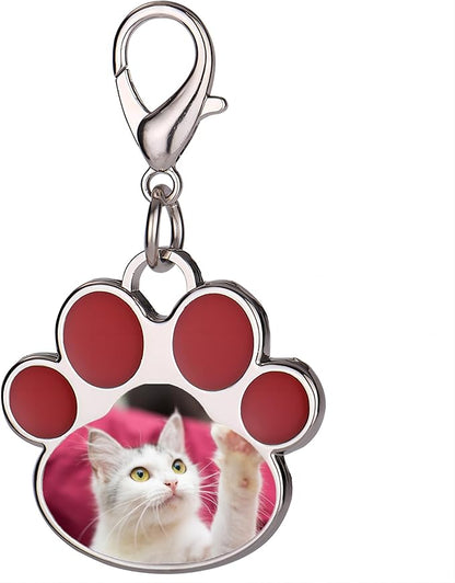 Custom Pet Photo Keychain Personalized Photo Pawprint Dog Tag Keychain Engraved by Eletizy