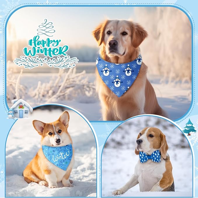 Sanwuta 50 Pcs Winter Dog Bandanas Bulk and Charm Collar Bow Ties Set 25 - Image 6