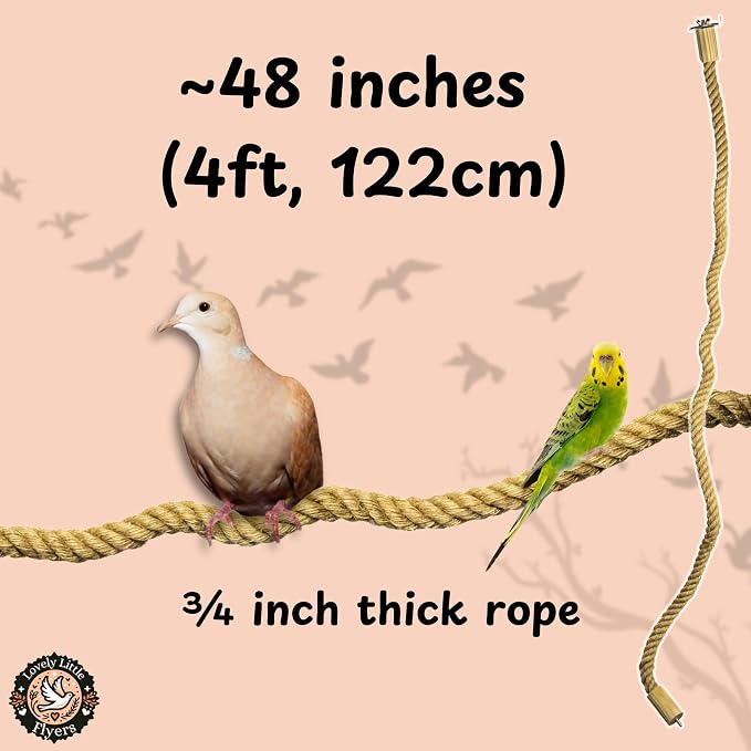 Bird Rope Perch for Parrots, Bendable Natural Jute Boing - Image 2
