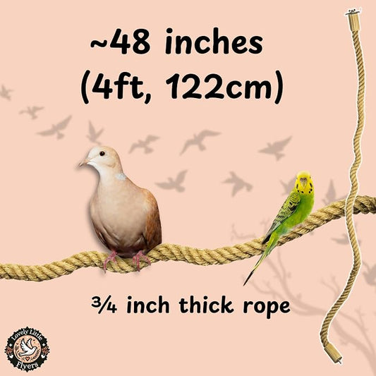 Bird Rope Perch for Parrots, Bendable Natural Jute Boing - Image 2