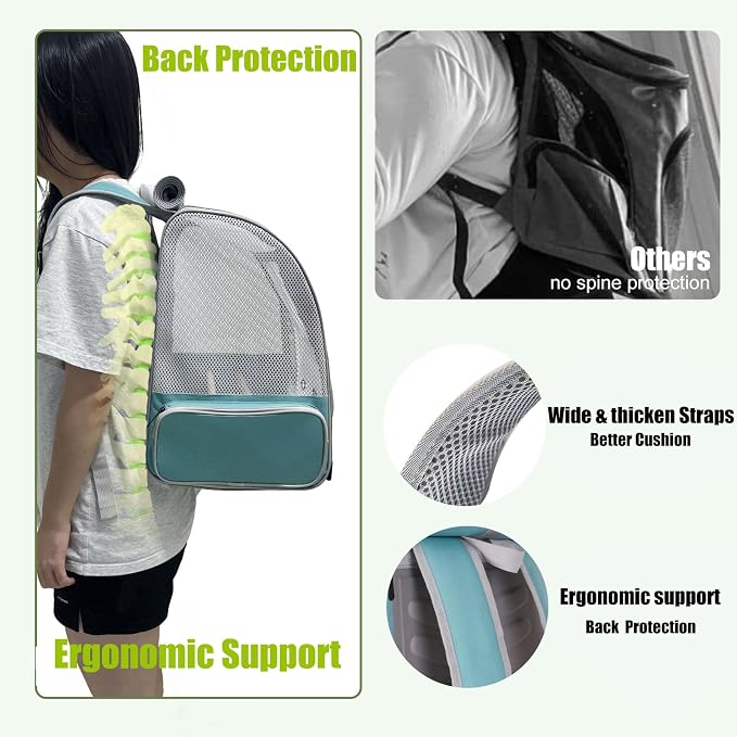 halinfer Bird Backpack Carrier Cage, Front Zipper Opening Portable Bird Travel - Image 5