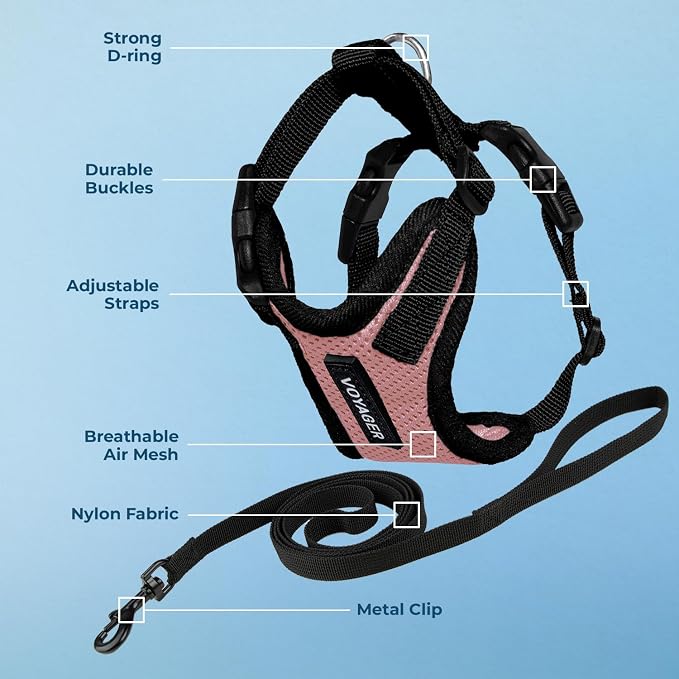 Voyager Escape-Proof Step-in Lock Cat Harness & 5ft Neoprene-Handle Leash Set - Image 3