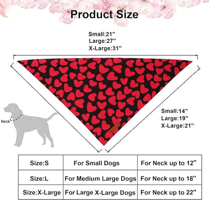 ADOGGYGO Valentine Dog Bandana 2 Pack, Reversible Red Pink Heart Pet Scarf Bib - Image 4