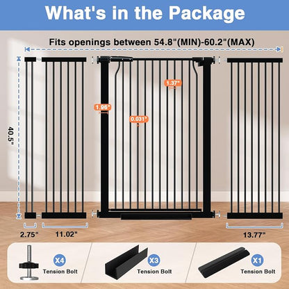 40.5" Extra Tall Baby Gate No Drill, 54.7"-60.2" Extra Wide Dog Pet Gate Indoor - Image 9