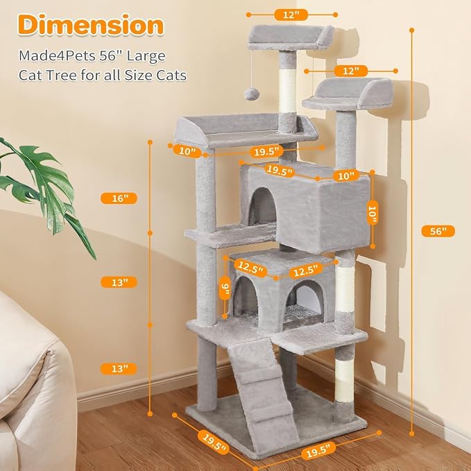56-Inch Multi-Level Cat Tree Tower - Image 5