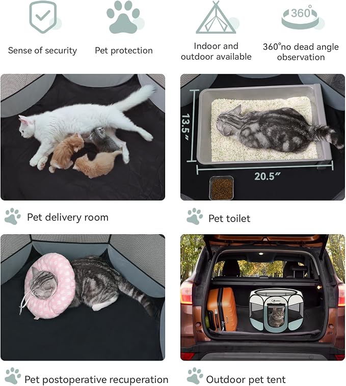 Dog Playpen with Washable Pee Pad, Puppy Pet Cat Playpen Small Dogs Tent Crate - Image 6