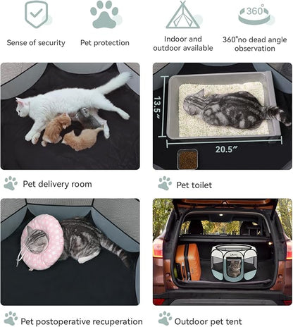 Dog Playpen with Washable Pee Pad, Puppy Pet Cat Playpen Small Dogs Tent Crate - Image 6