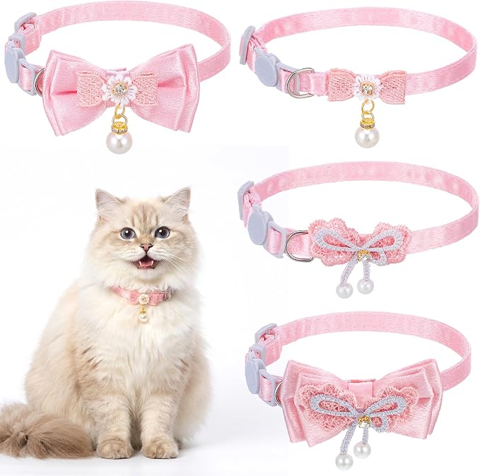 Jeffdad 4 PCS Cute Pearl Cat Collar by Jeffdad