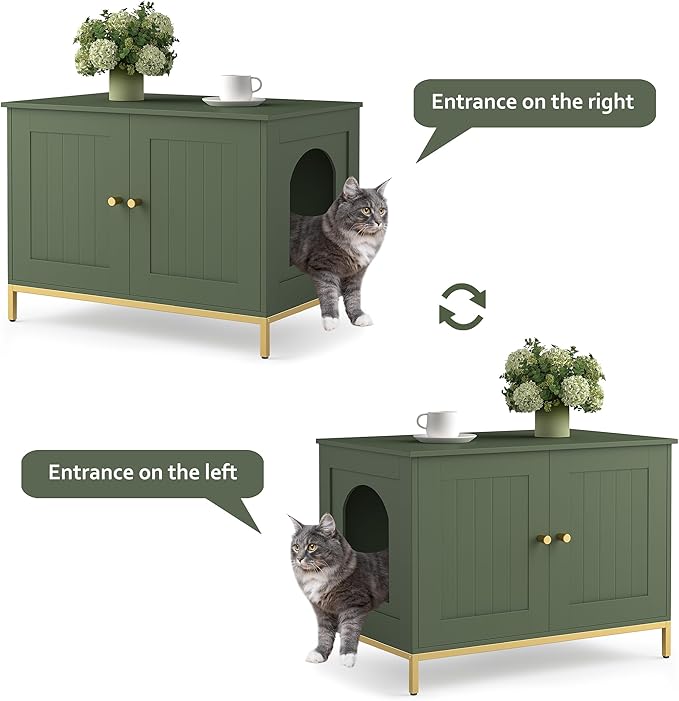 Homhedy Cat Litter Box Enclosure, Cat Washroom Furniture - Image 8