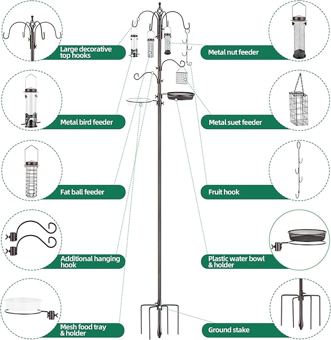 Bird Feeding Station Kit Pole Wild Bird Feeder Hanging Planter Hanger Multi - Image 3