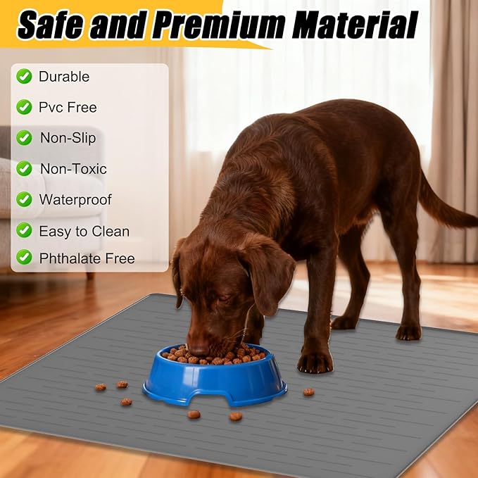 31.8"x23.8" Large Dog Mat for Food and Water, XL Silicone Pet Feeding Mats - Image 4