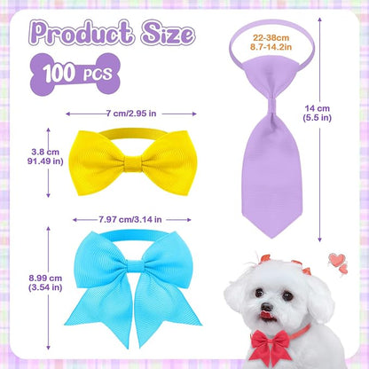 Reginary 100 Pieces Dog Bow Tie Collar Set Include 40 Dog Neckties, and 30 - Image 2