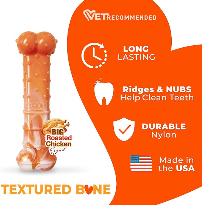Nylabone Limited Edition 70th Birthday Textured Bone Power Chew Toy - Image 3
