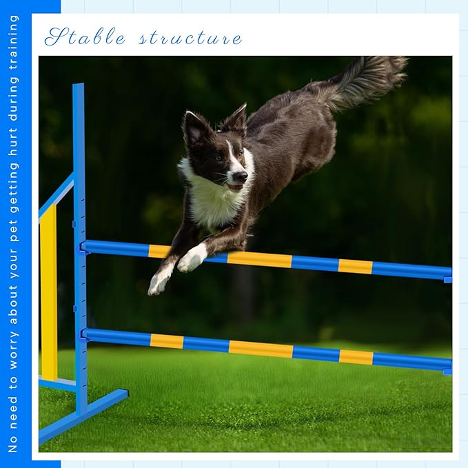 Agility Wing Jumps with Bar Dog Training Hedge Metal Frame Adjustable Pet - Image 6