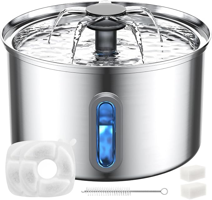 Cat Water Fountain Stainless Steel, 118oz/ 3.5L Large Capacity Automatic Pet by MIUZZYVacuumCleaner