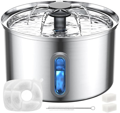 Cat Water Fountain Stainless Steel, 118oz/ 3.5L Large Capacity Automatic Pet by MIUZZYVacuumCleaner