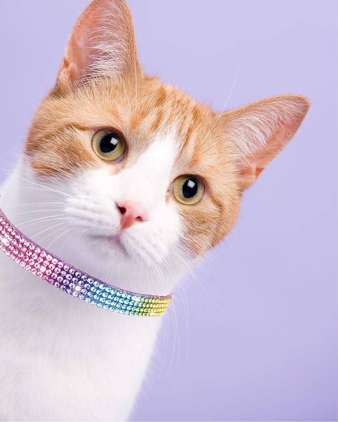 Cat Collars for Girl Cats with Rhinestone Soft Velvet, Breakaway Cat Collars - Image 2