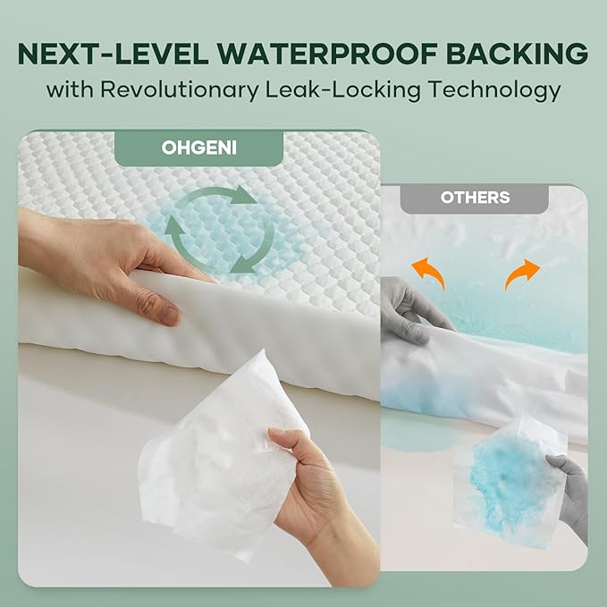 OhGeni 100% Waterproof Mattress Protector, Full Size Mattress Soft Pad - Image 3