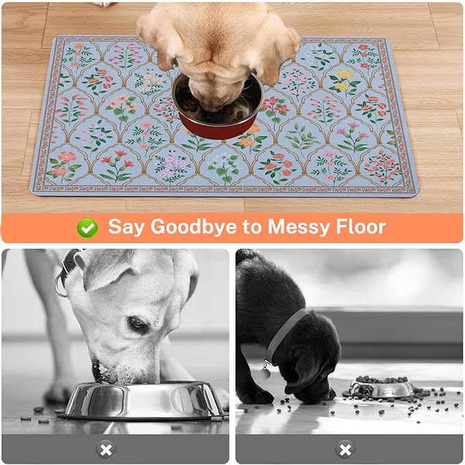 Absorbent Pet Dog Bowl Mat for Food and Water, Pet Cat Food Feeding Mat - Image 3
