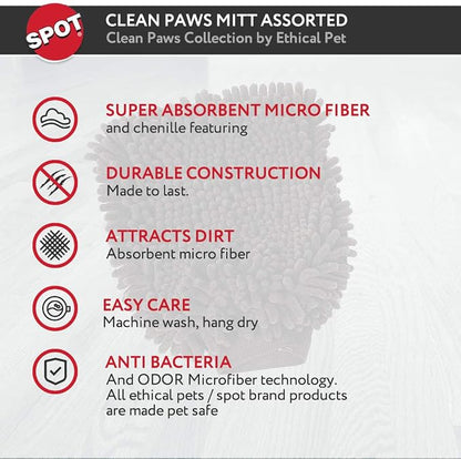 SPOT Clean Paws Chenille Microfiber Dog Towel Mitt - Image 10