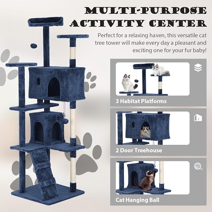 Heavy Duty Cat Tree Tower, Cat Condo, Hanging Ball - Image 4